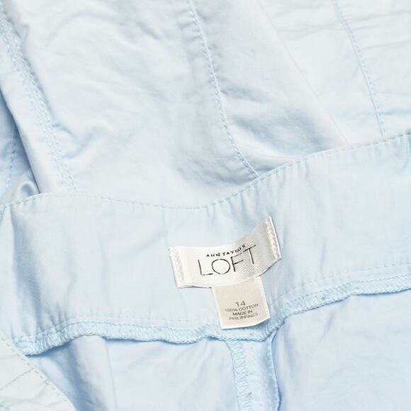 Ann Taylor Women Skirt Knee Length Fit & Flare Solid Zip Cotton Blue Size 14 - Picture 7 of 8